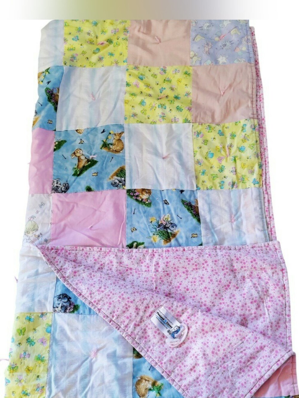 Linus Project Patchwork Baby Quilt Reversible Precious Moments Bunnies Cottage